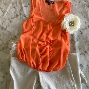 Flowy light weight orange top